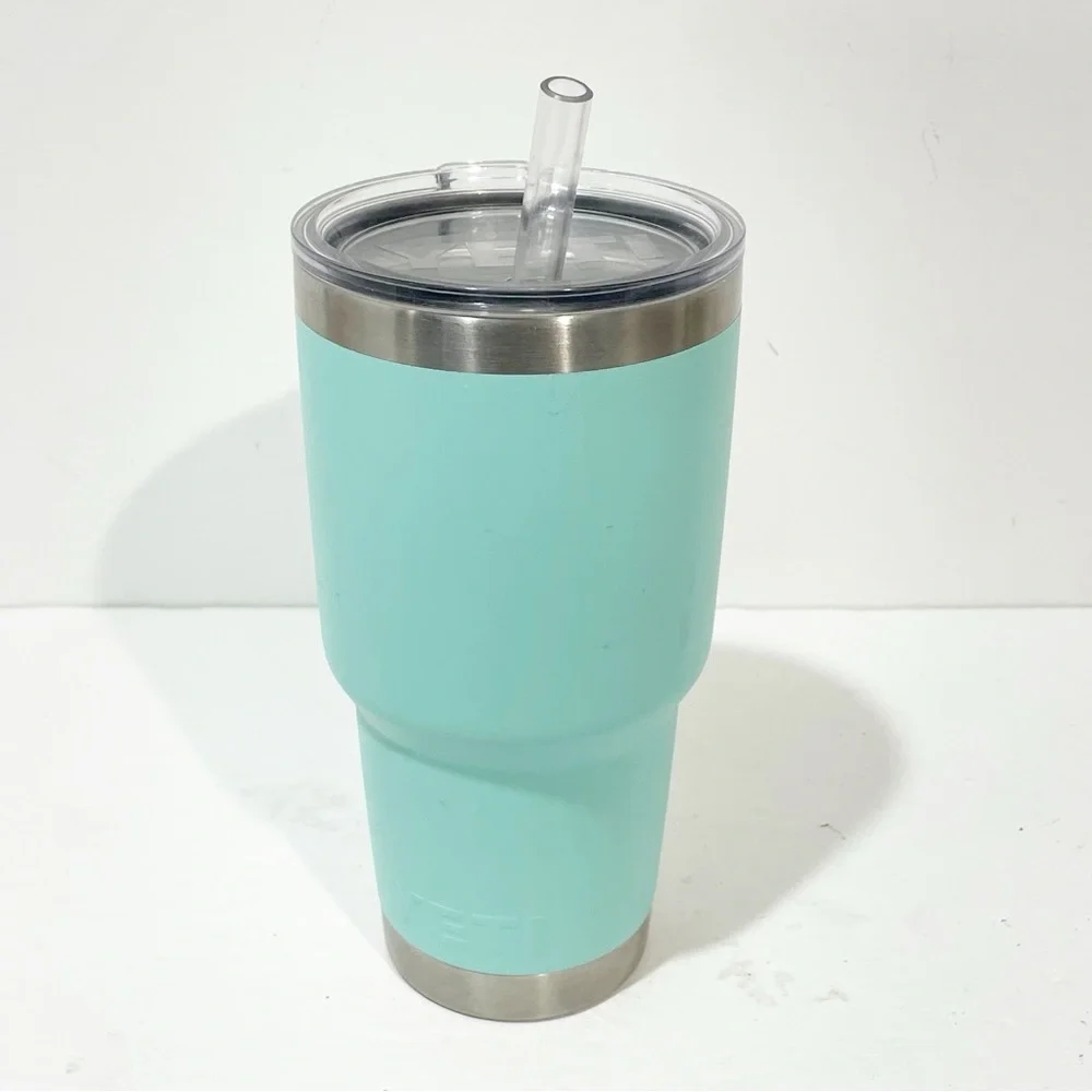 Yeti 30 oz Rambler Clear Magnaslide Lid Teal Blue Green‎ Travel Tumbler